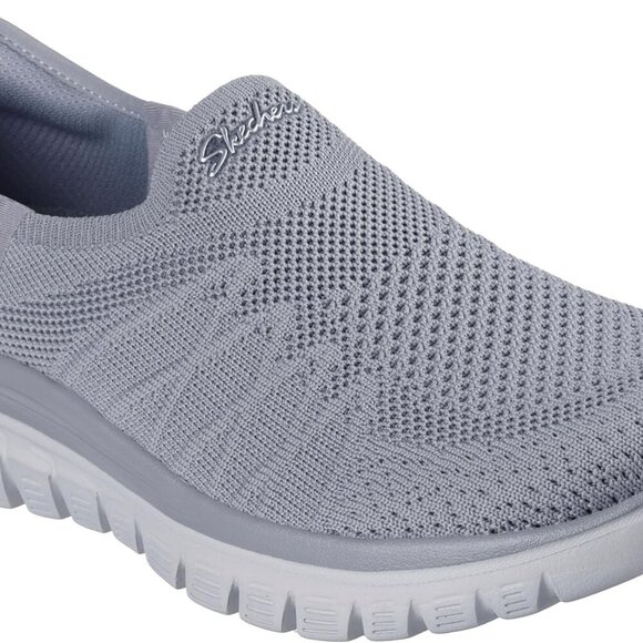 Women’s Slip-On Sneakers Mesh Grey 6 Vegan Cushioned Memory Foam Comfortable